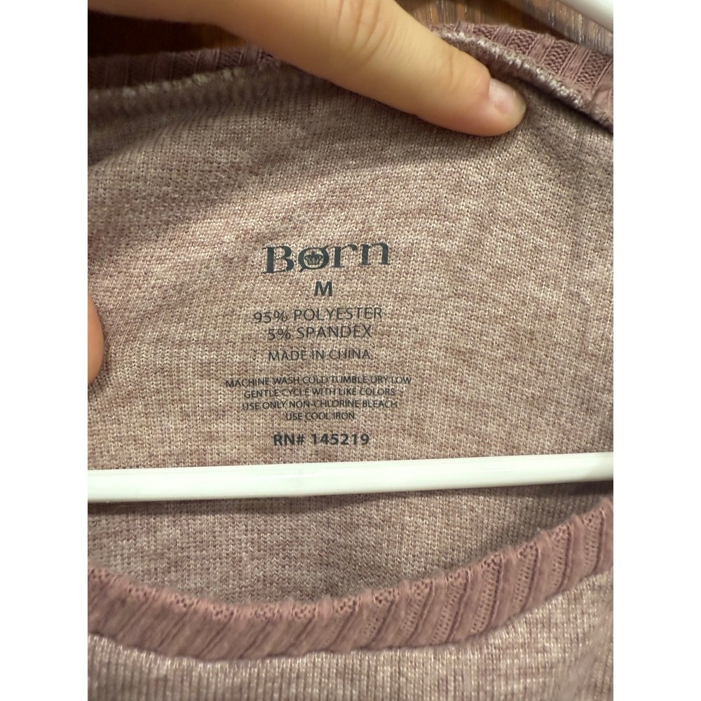 Born Long Sleeve Casual Top Heathered Knit Relaxed Fit Mauve Size M - Picture 6 of 8